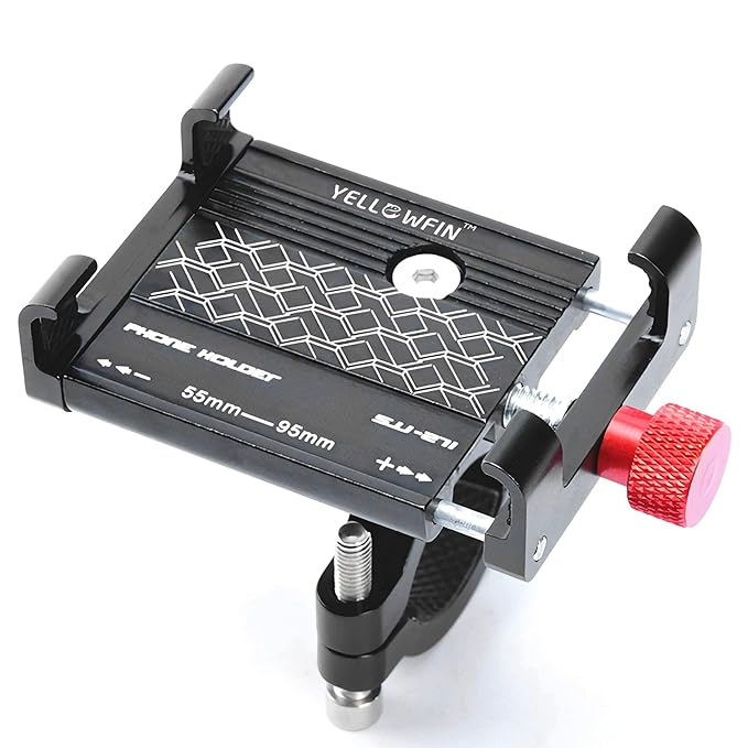 YELLOWFIN Claw-Grip Mobile Phone Holder – Aluminum Alloy Mount for Bicycle, Cycle, Motorcycle & Bike